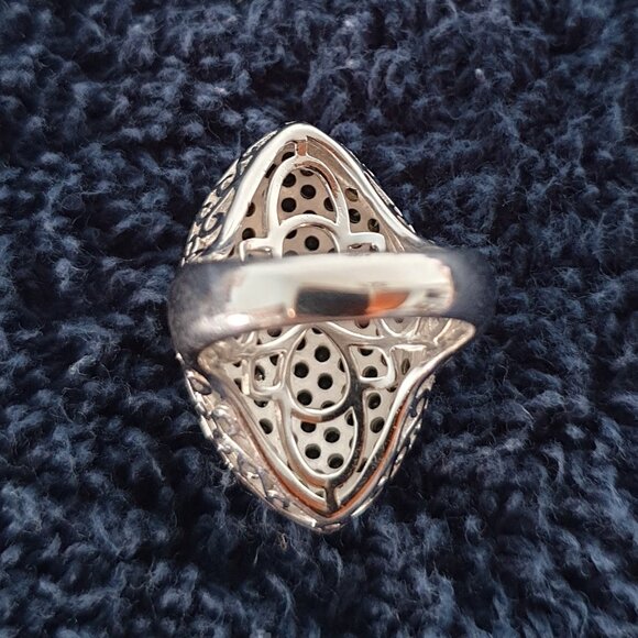 ✨Breathtaking Vintage 925 Sterling Silver Black Spinel Cluster Cocktail Ring ✨ - Picture 8 of 12